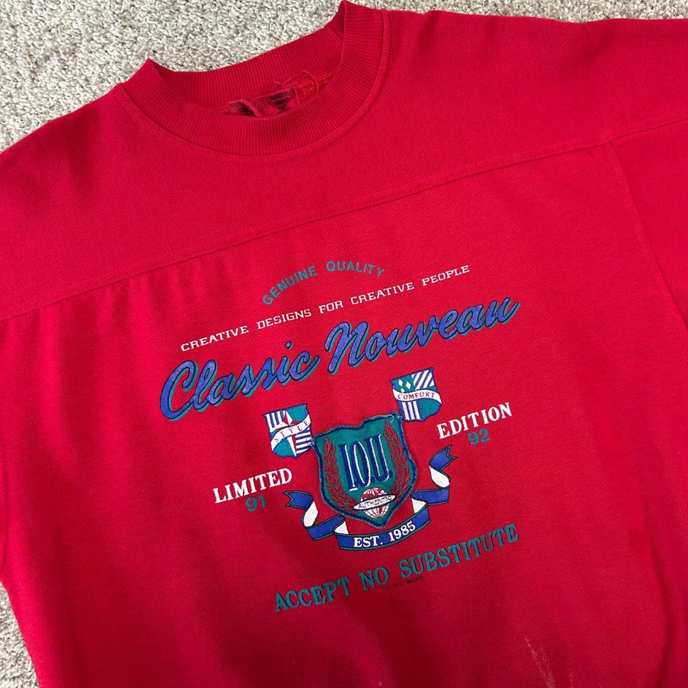 Vintage 90s IOU Crewneck Sweatshirt Men Size Medium 1991 Classic Nouveau